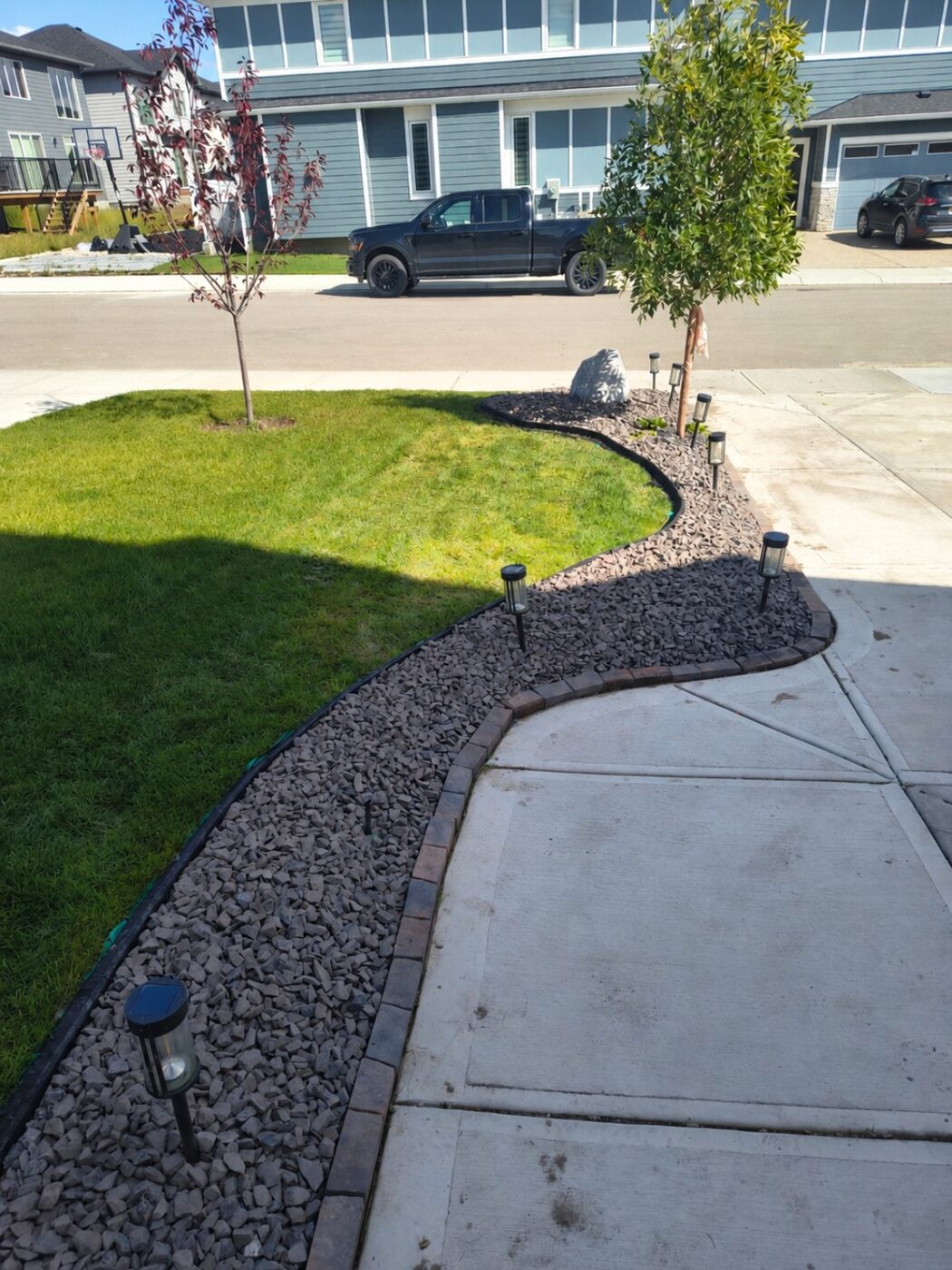 Front walkway bed after gravel finishing