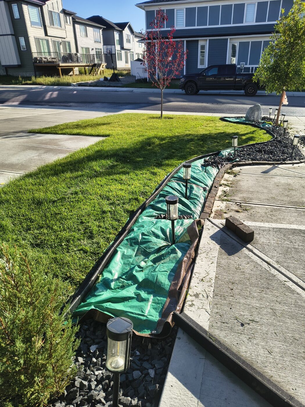 Front walkway bed before gravel finishing